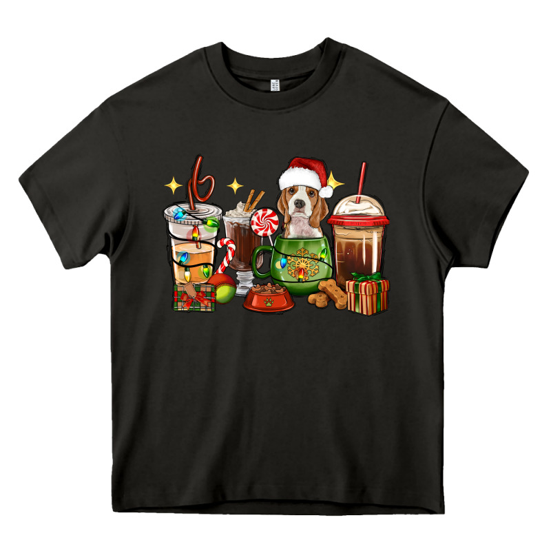 Christmas Coffee Cups With Beagle Heavy Core Tee by RanaPortraitStore | Teevron