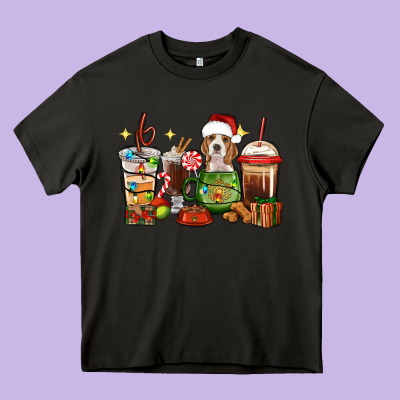 Christmas Coffee Cups With Beagle Heavy Core Tee Designed By Ranaportraitstore
