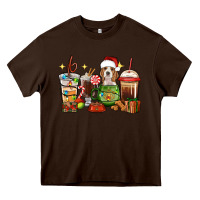 Chocolate Brown Christmas coffee cups with Beagle Heavy Core Tee - RanaPortraitStore