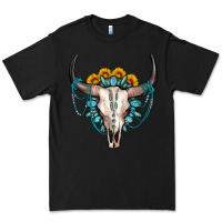 Black sunflower gemstone bull skull Premium Tee - OliviaCreatesArt