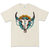 Bone sunflower gemstone bull skull Premium Tee - OliviaCreatesArt