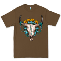 Cacao sunflower gemstone bull skull Premium Tee - OliviaCreatesArt