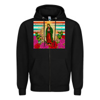 Black our lady of guadalupe cactus leopard Zipper Hoodie - JahusDesignShop