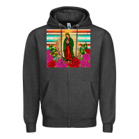 Charcoal Heather our lady of guadalupe cactus leopard Zipper Hoodie - JahusDesignShop