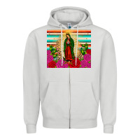 Dove Grey our lady of guadalupe cactus leopard Zipper Hoodie - JahusDesignShop