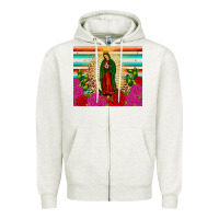 Oatmeal Heather our lady of guadalupe cactus leopard Zipper Hoodie - JahusDesignShop