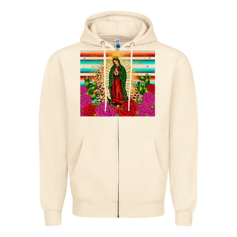 Our Lady Of Guadalupe Cactus Leopard Zipper Hoodie by JahusDesignShop | Teevron