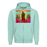 Seafoam our lady of guadalupe cactus leopard Zipper Hoodie - JahusDesignShop