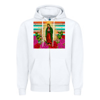 White our lady of guadalupe cactus leopard Zipper Hoodie - JahusDesignShop