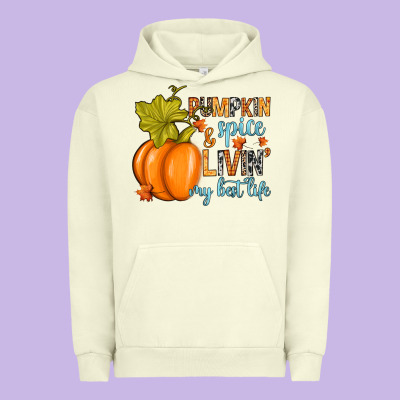 Pumpkin Spice And Livin' My Best Life Urban Hoodie Designed By Ranaportraitstore