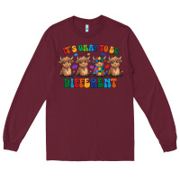 Burgundy Its Okay To Be Different Long Sleeve Tee - CowhideDigitalArt