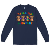 Navy Its Okay To Be Different Long Sleeve Tee - CowhideDigitalArt