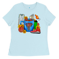 Baby Blue Basketball Coffee cup Ladies Tee - FaDigitalArtStudio