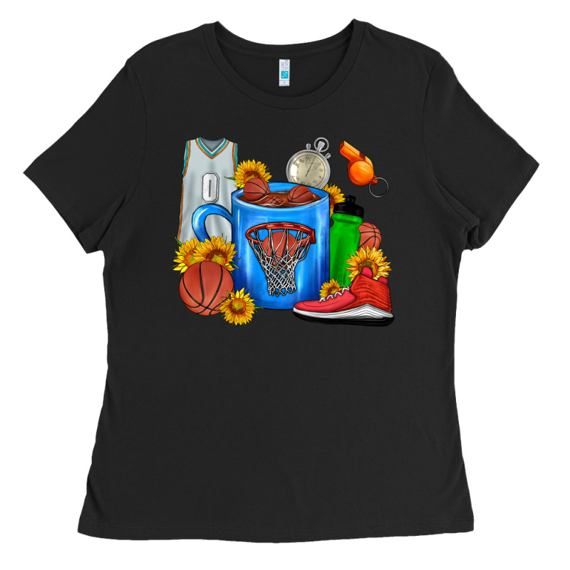 Basketball Coffee Cup Ladies Tee by FaDigitalArtStudio | Teevron
