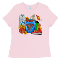 Bubblegum Pink Basketball Coffee cup Ladies Tee - FaDigitalArtStudio
