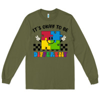 Army Green It's Okay To Be Different Long Sleeve Tee - CowhideDigitalArt