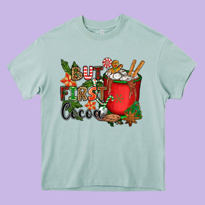 But First Cocoa Heavy Core Tee Designed By Cowgirlartshop