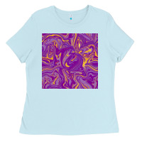 Baby Blue Abstract Mardi Gras Seamless Pattern Ladies Tee - FaDigitalArtStudio