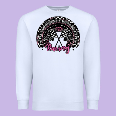 Racing Checkered Rainbow Premium Sweatshirt Designed By Jahusdesignshop