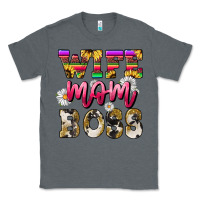 Charcoal Heather Wife mom boss daisy Mother's Day Classic Tee - HowdyJamesFarm