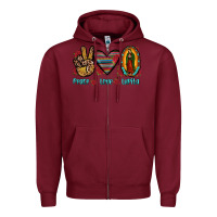 Burgundy peace love lupita Zipper Hoodie - JahusDesignShop