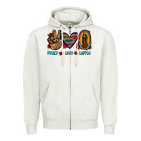Oatmeal Heather peace love lupita Zipper Hoodie - JahusDesignShop