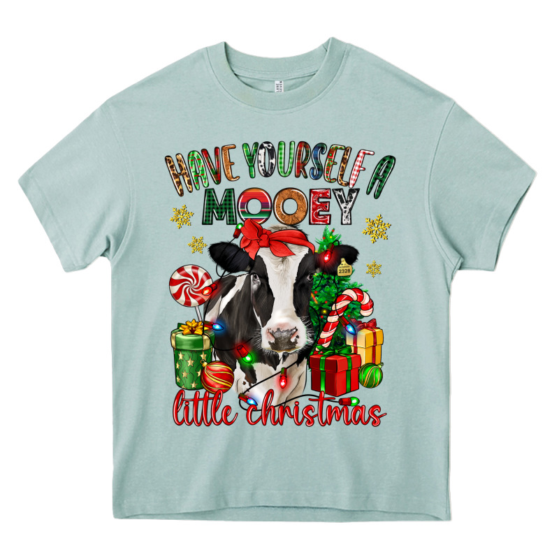 Have Yourself A Little Christmas Cow Heavy Core Tee by CowGirlArtShop | Teevron