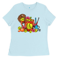 Baby Blue Softball Coffee Mug Ladies Tee - FaDigitalArtStudio