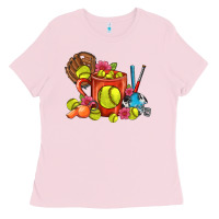 Bubblegum Pink Softball Coffee Mug Ladies Tee - FaDigitalArtStudio