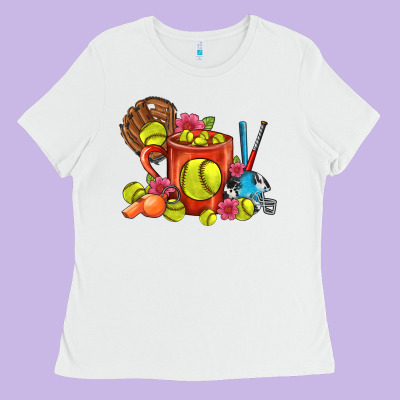 Softball Coffee Mug Ladies Tee Designed By Fadigitalartstudio