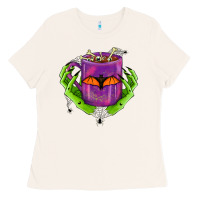 Bone Halloween Coffee Cup With Hands Ladies Tee - FaDigitalArtStudio