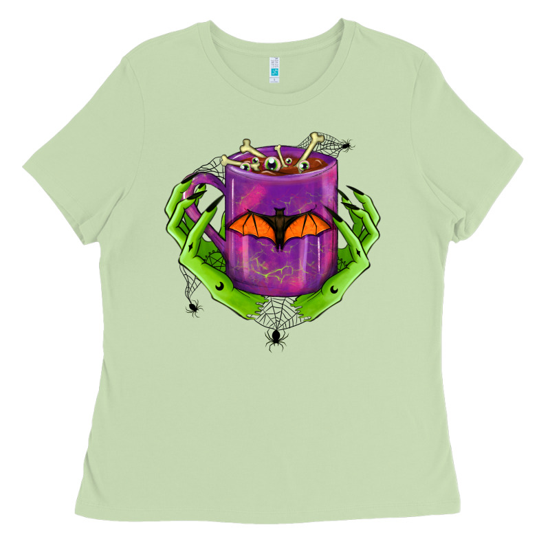 Halloween Coffee Cup With Hands Ladies Tee by FaDigitalArtStudio | Teevron