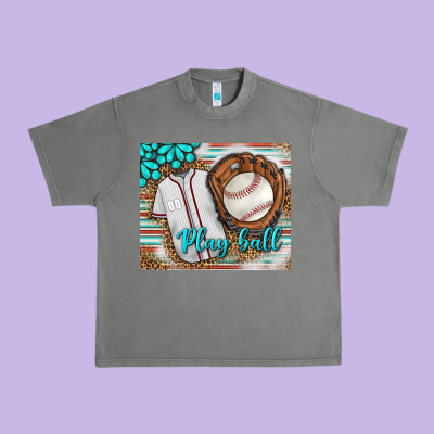 Baseball Play Ball With Leopard Mousepad Urban Heavy Tee Designed By Bundleandbundleshop