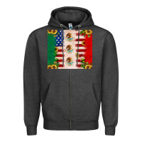 American Flag Mexico Flag Sunflower Cactus Zipper Hoodie | Teevron
