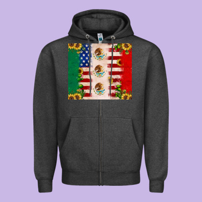 American Flag Mexico Flag Sunflower Cactus Zipper Hoodie Designed By Jahusdesignshop