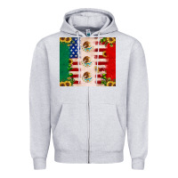 Heather Grey American flag mexico flag sunflower cactus Zipper Hoodie - JahusDesignShop