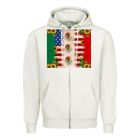 Oatmeal Heather American flag mexico flag sunflower cactus Zipper Hoodie - JahusDesignShop