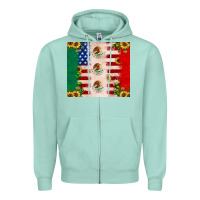 Seafoam American flag mexico flag sunflower cactus Zipper Hoodie - JahusDesignShop