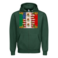 Sports Green American flag mexico flag sunflower cactus Zipper Hoodie - JahusDesignShop