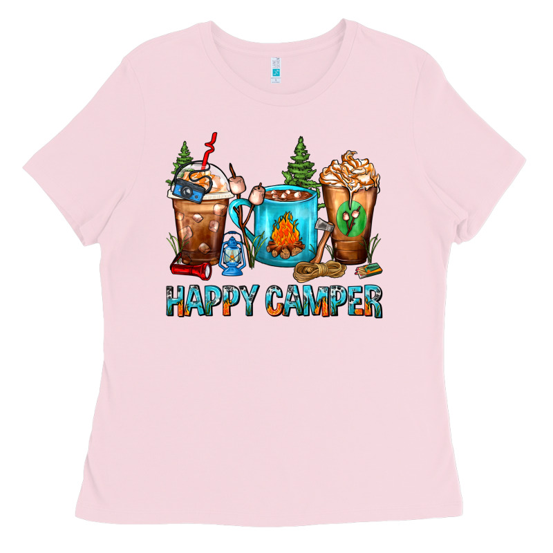 Happy Camper Coffee Cups Ladies Tee by FaDigitalArtStudio | Teevron