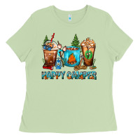 Matcha Happy Camper Coffee Cups Ladies Tee - FaDigitalArtStudio