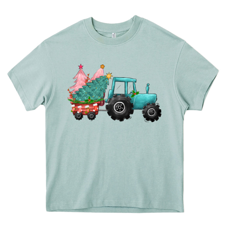 Christmas Tree Tractor Heavy Core Tee by CowGirlArtShop | Teevron