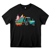 Black christmas tree tractor Heavy Core Tee - CowGirlArtShop