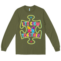 Army Green Let s Grow Together Long Sleeve Tee - CowhideDigitalArt