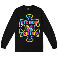 Black Let s Grow Together Long Sleeve Tee - CowhideDigitalArt