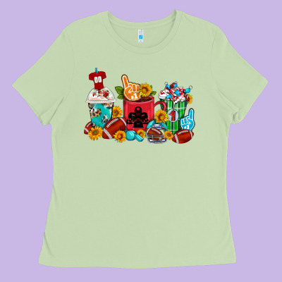 Coffee And American Football Coffee Cups Ladies Tee Designed By Fadigitalartstudio