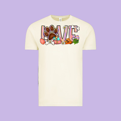 Easter Love Dog Paw Vintage Tee Designed By Bundleandbundleshop