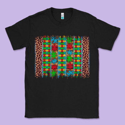 Autism Awareness Leopard Puzzle Brush Stroke Classic Tee Designed By Artiststas