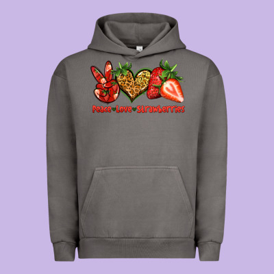 Peace Love Strawberries Urban Hoodie Designed By Jasminsmagicworld