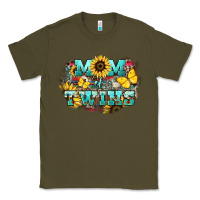 Army Green Mom of twins sunflower mothers day Classic Tee - HowdyJamesFarm